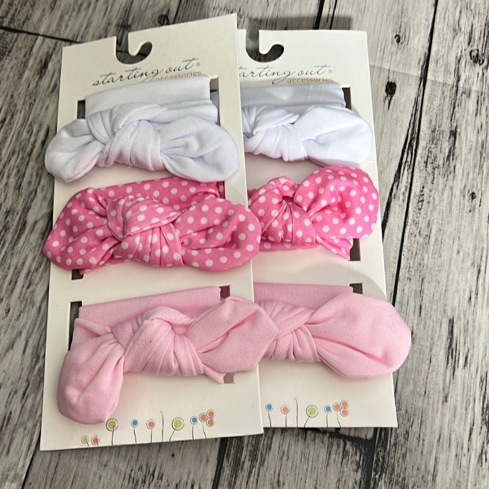 Starting Out Baby Girls 3-Pack Pink White Headwraps Hair Accessories Lot of 2